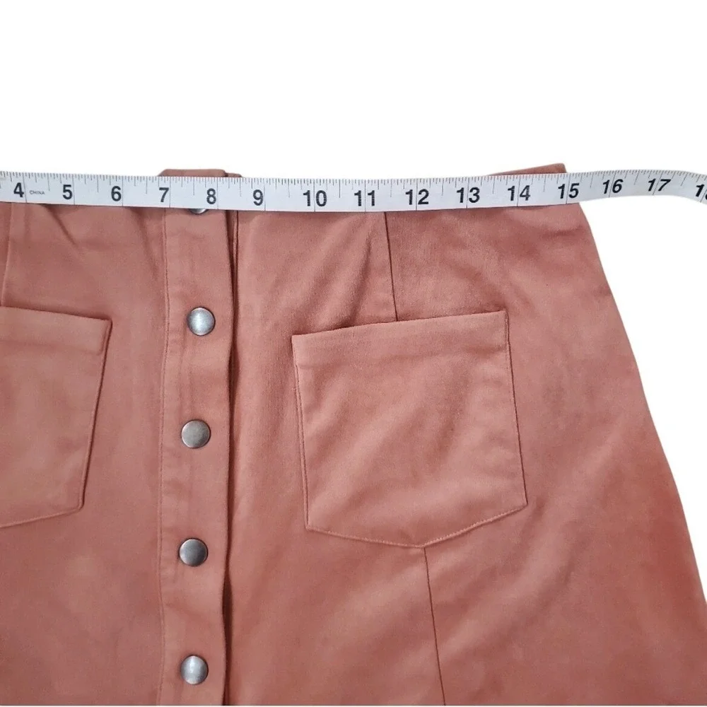 Dusty Rose Faux Suede Button Front Mini Skirt Size Large